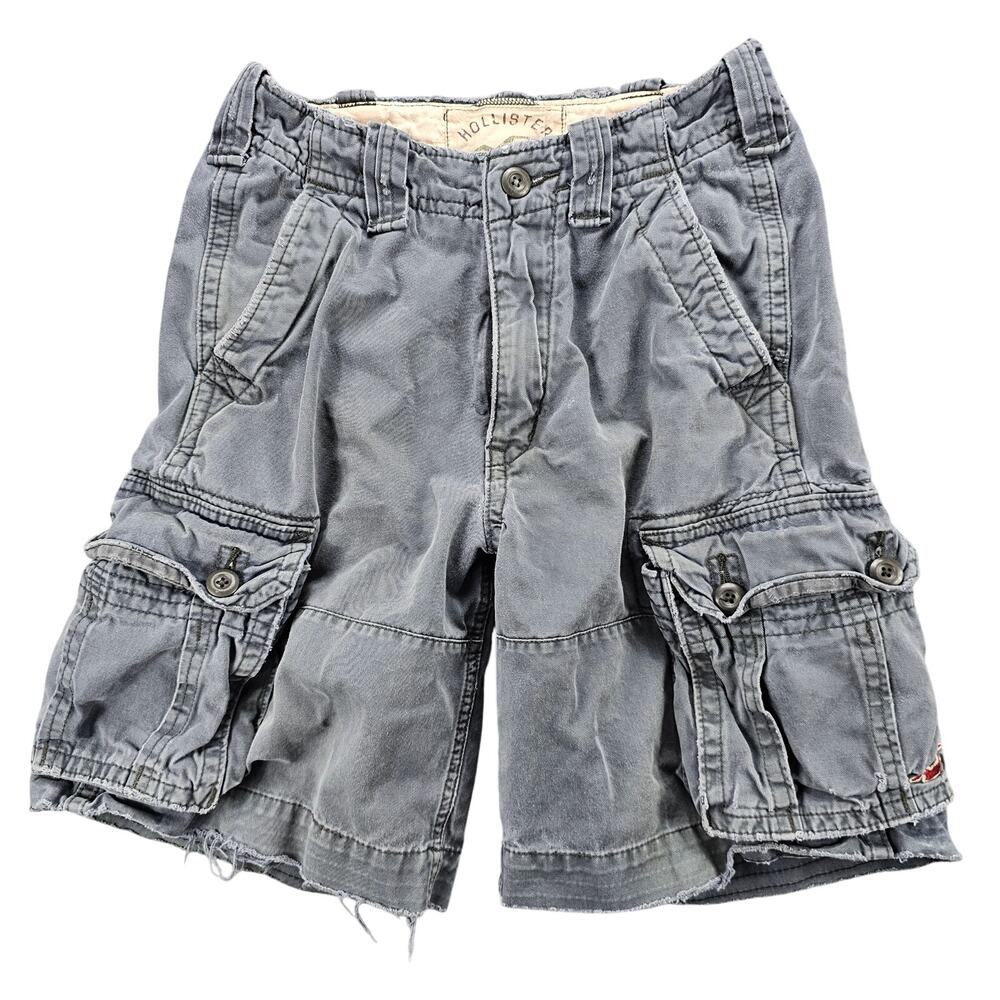Hollister Y2K Heavyweight Cargo Shorts Mens 26 Baggy Distressed Utility Gorpcore